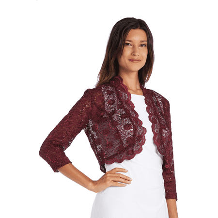 R&M Richards Women's Lace Bolero with Scalloped Edges