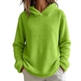 thumbnail image 6 of Women's Fuzzy Sherpa Fleece Hoodie Long Sleeve Loose Fit Pullover Tops Soft Warm Casual Loungewear Sweatshirt Everyday Fall Winter Green, 6 of 7