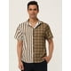 thumbnail image 2 of INSPIRE CHIC Camisa de cuadros a rayas estampada con botones y manga corta en color en contraste para hombre Cafe Blanco L, 2 of 6