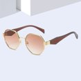 thumbnail image 2 of Womens Polygonal Sunglasses Large Rim Metal Frame Sun Glasses for Fashion Travel and Sun Protection Elegant Minimalist, 2 of 7