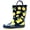 Navy Lemons, variant on Girl Rain Boots, Soft Painted Floral, 5 Toddler