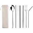 thumbnail image 3 of FLONOZZ Reusable Utensils Set With Case, 8 Pcs Stainless Steel Cutlery Set For Lunch Boxes School Picnic,Silver, 3 of 8