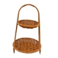 thumbnail image 3 of veasfak Circular Food Serving Basket Storage Rack Imitation Rattan Versatile Countertop Organizer Fruit Snacks Holder with Top Handle Two Layers, 3 of 9