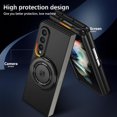 thumbnail image 5 of Magnetic Case for Samsung Galaxy Z Fold 3 Case with Kickstand & Ring Holder, [Compatible with MagSafe Charging] Slim Ultra PC Back Scratch-Resistant Military Grade Shockproof Case,Black, 5 of 14