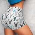 thumbnail image 4 of Balery Winter Art Blue and Black Moose Pantalones cortos de entrenamiento estampados para mujer, sin costuras, ajustados, para gimnasio, yoga, correr, deportes, ejercicio activo, fitness.-X-Large, 4 of 8