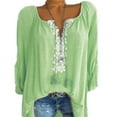 thumbnail image 1 of T-shirt à Manches Longues pour Femmes et Haut Taille V Col Uni, 1 of 3