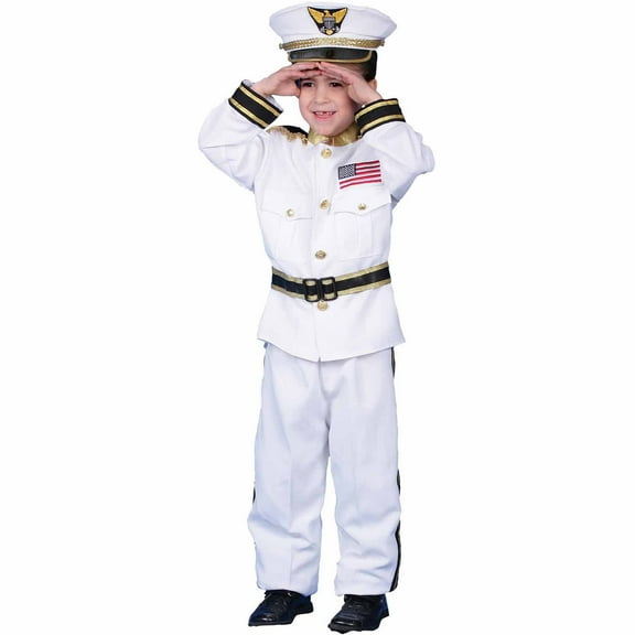 Dress Up America Navy Admiral Costume - White Ship Captain Uniform for kids - Boat Captain Costume Set for Boys and Girls