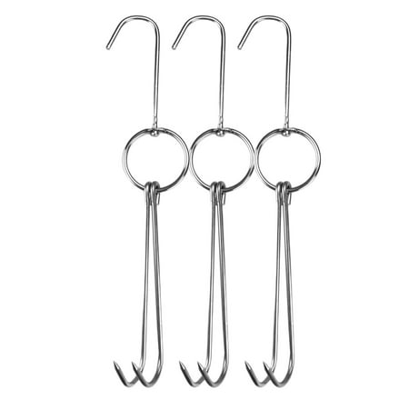 

Yannee Stainless Steel Double Meat Hooks S Hooks Roast Duck Bacon Shop Hook BBQ Grill Hanger for Kitchen Restaurant 3 Pcs