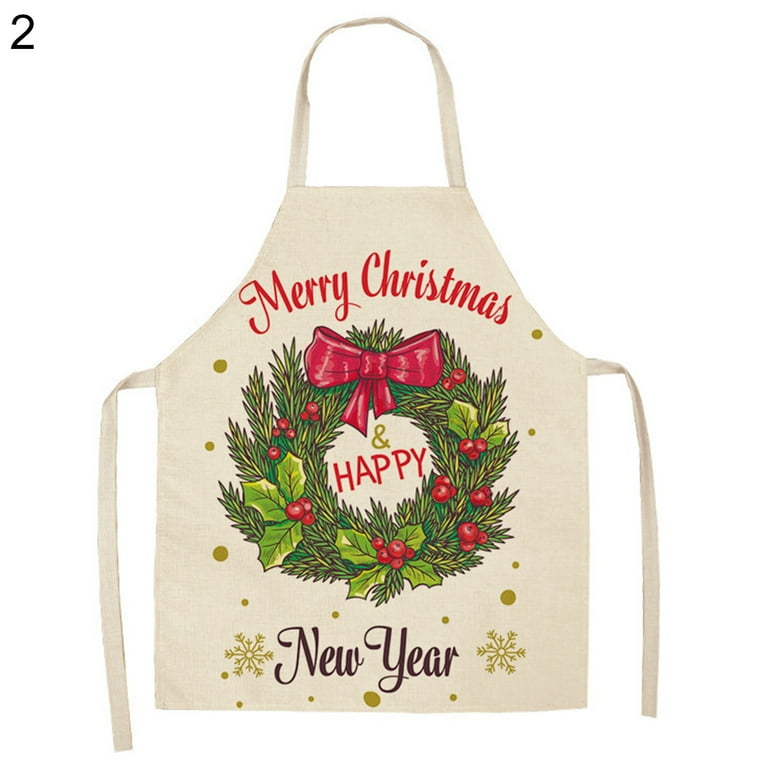 Hoem Santa Claus Elk Apron Christmas Gift Aprons for Women Cooking