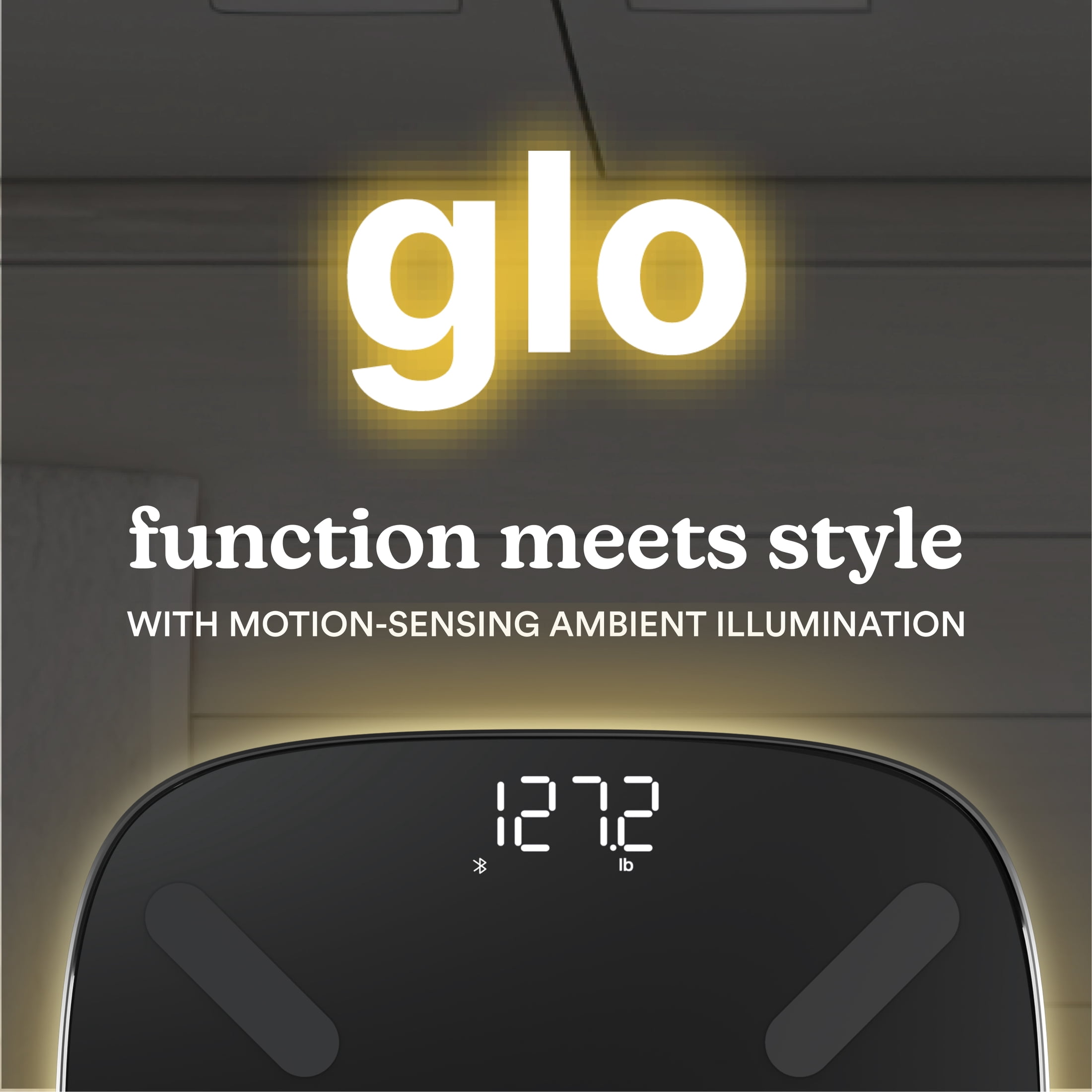 Homedics Smart Glo, Digital Bathroom Scale, Motion-Sensing Ambient Center Illumination, Sleek Tempered Glass, High-Precision Weight Measurement Up to 400 lbs, Sustainable Design, Bluetooth, Black