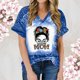 thumbnail image 1 of Fiudx Tops para Mujer Top de Manga Corta con Estampado Degradado para Mujer, Top Sexy de Verano con Cuello En V y Estampado Regular para El Día Del Mes, 1 of 6