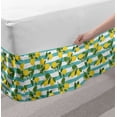 thumbnail image 2 of Lemons Bed Skirt, Lemon Blossoms Leaves Citrus on Tree on Striped Background, Elastic Bedskirt Dust Ruffle Wrap Around for Bedding Decor, 4 Sizes, Seafoam Mustard, by Ambesonne, 2 of 2
