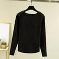 thumbnail image 4 of Wdfiry Women Solid Color Square Neck Tops Long Sleeve Loose Fit Pullover Under Shirts Casual Warm Winter Blouses, 4 of 5