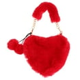 thumbnail image 2 of Bamboohart Joli Sac à Main Moelleux Rouge en Forme de Cœur en Fourrure pour Femmes, 2 of 6