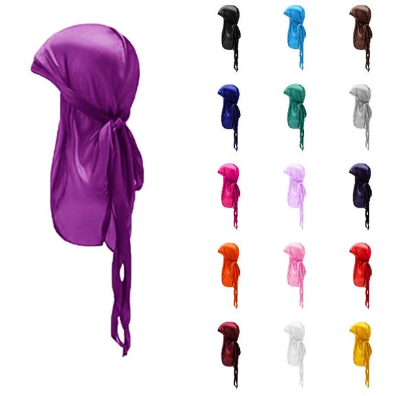 Wdgfv Kids Satin Durag Head Wrap, Stretch Silky Pirate Hat for Boys Girls, Soft Long Tail Silky Du Rag Turban Cap for Hair Protection 3-14 Years