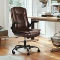 thumbnail image 2 of VITESSE Ergonomic Office Chair with Flip-up Armrests, Big and Tall Leather Executive Office Chair, High Back Lumbar Support Home Computer Desk Chair, Heavy and Duty Computer Chair (Brown), 2 of 7