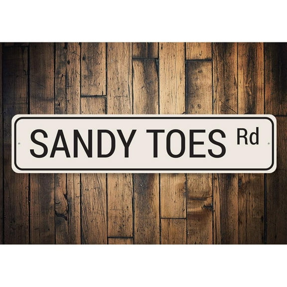 Sandy Toes Road Novelty Decor, Metal Wall Sign - 4x18 Inches