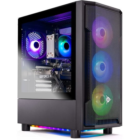 Skytech Shadow Gaming PC Desktop – AMD Ryzen 7 5700X 3.4 GHz, NVIDIA RTX 3060, 1TB NVME SSD, 16GB DDR4 RAM 3200, 600W Gold PSU, 11AC Wi-Fi, Windows 11 Home 64-bit