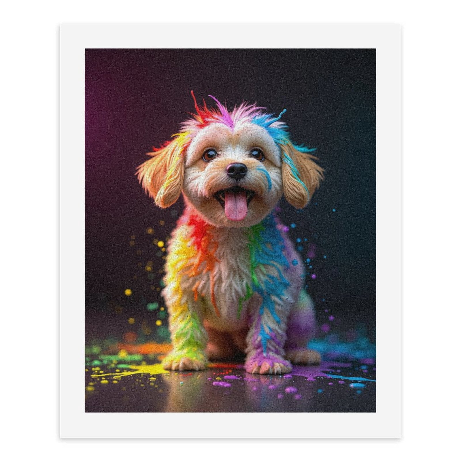 Paint By Numbers Kit for Adults Beginner - DIY Colorful Puppy Art Splash Canvas Painting Kits for Adults, Frameless Paint By Number for Adults for Home Wall Decor 16x20 Inch