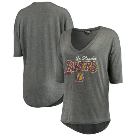 Los Angeles Lakers Women's Deep V-Neck Tri-Blend Half-Sleeve T-Shirt -
