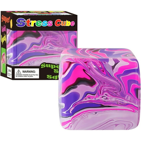 karymi Balle Anti-Stress Cube Colorée, Jouet Sensoriel à Presser de 2,2 Pouces avec Texture à Remontée Lente, Matériau Doux pour Soulager l'Anxiété Adultes Enfants, Outil de Décompression Silencieux Cadeaux d'Anniversaire