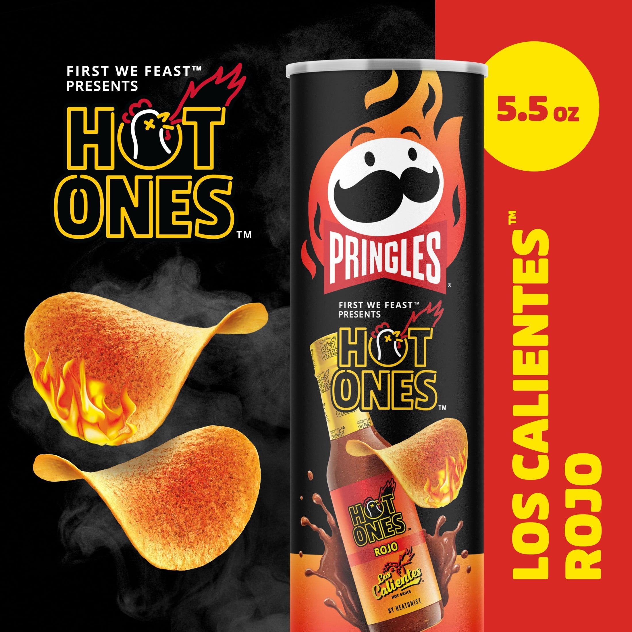 (14 pack) Pringles Rojo Potato Crisps Chips, Lunch Snacks, 5.5 oz Canister