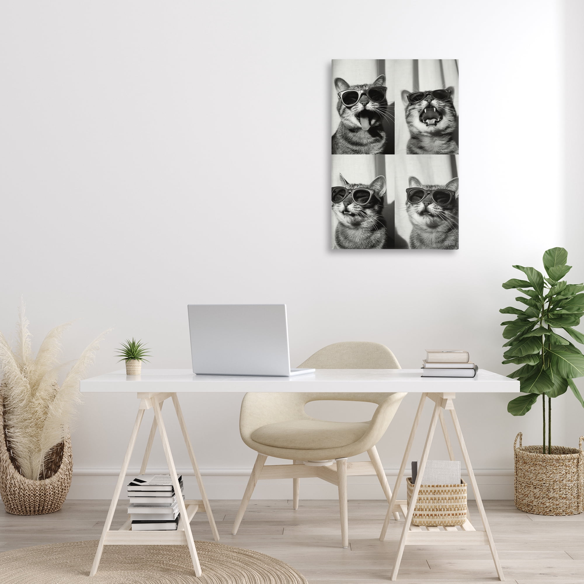 Stupell Industries Photobooth Style Cat Novelty Painting Gallery Wrapped Canvas Art Print Wall Art, 20 x 30