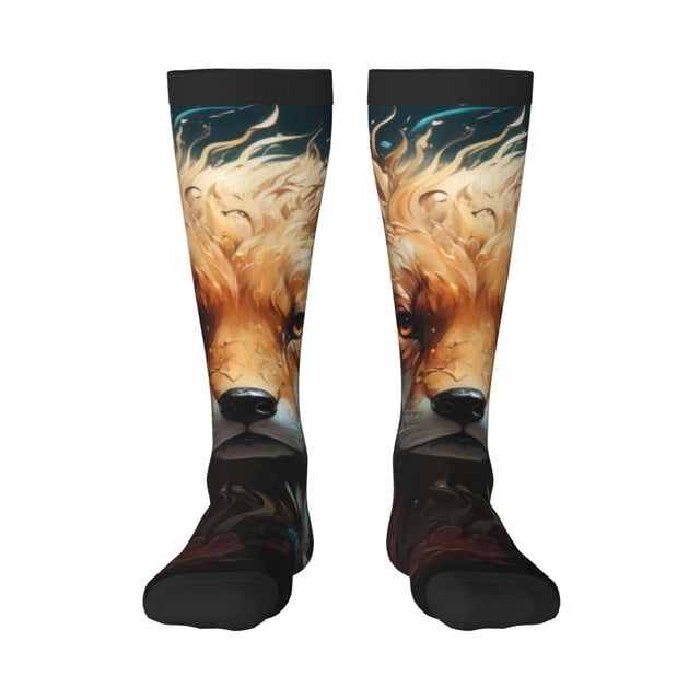 Balery Floral Fox Calcetines novedosos Calcetines deportivos Calcetines hasta la rodilla Calcetines de algodón Calcetines originales y geniales