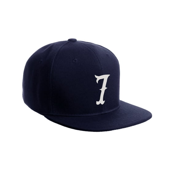 Daxton Classic Snapback Flat Bill Visor Vintage Custom Number Letter Hat Cap, Navy Hat, Number 7