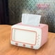 thumbnail image 4 of Funda de pañuelo con forma de televisor y soporte para teléfono • Diseño retro para salón • Plástico ABS • 7,28x5,70x6,29 pulgadas • Contiene pañuelos estándar y sobredimensionados, 4 of 7