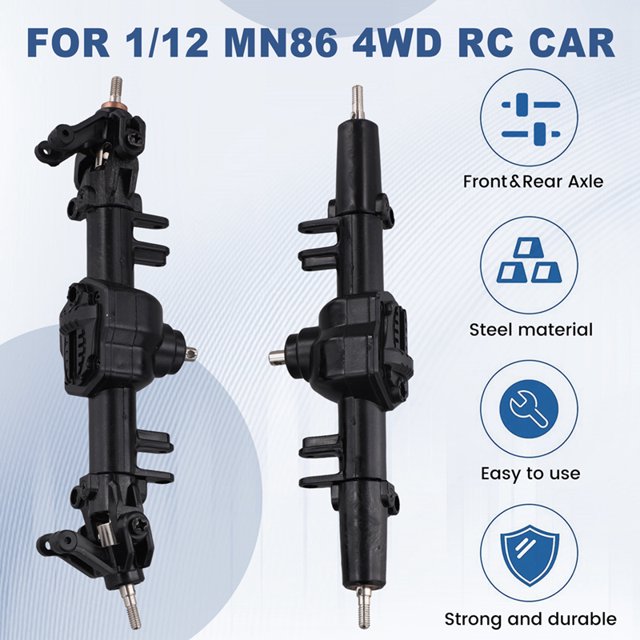 Repuestos de Puente de Eje Delantero y Trasero de Metal para Automóvil para Piezas de Repuesto de Automóvil RC 4WD MN86 1/12