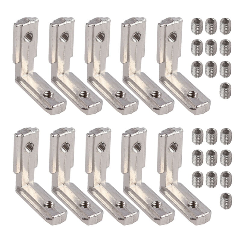 MTMTOOL T-Slot L Shape Inside Corner Connector L Joint Bracket with Screws for 2020 Series Aluminum Extrusion Profile Pack of 10 