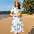 thumbnail image 4 of Balery Cute Shark Vestidos sueltos de manga corta para mujer, vestidos de verano 2025, vestidos casuales de corte A con vuelo., 4 of 6