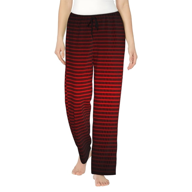 Balery Red Geometric Pantalones de pijama para mujer, pijamas ultraligeros, pantalones de estar por casa-3X-Large