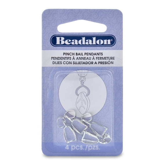 Beadalon Pinch Bails, Pendant Silver-Plated, 22mm, 4/Pkg.