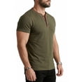 thumbnail image 5 of Mens Henley Shirts Short Sleeve Cotton Blend Slim Fit T-Shirts Breathable Moisture Wicking Athletic Casual Workout Tee, 5 of 7