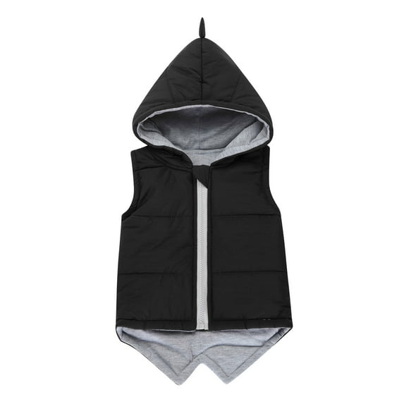IROINNID Warm Vest For Baby Girls Boys Dinosaur Waistcoats Winter Autumn Zipper Hooded Outwear Jacket Solid Tops Clothing