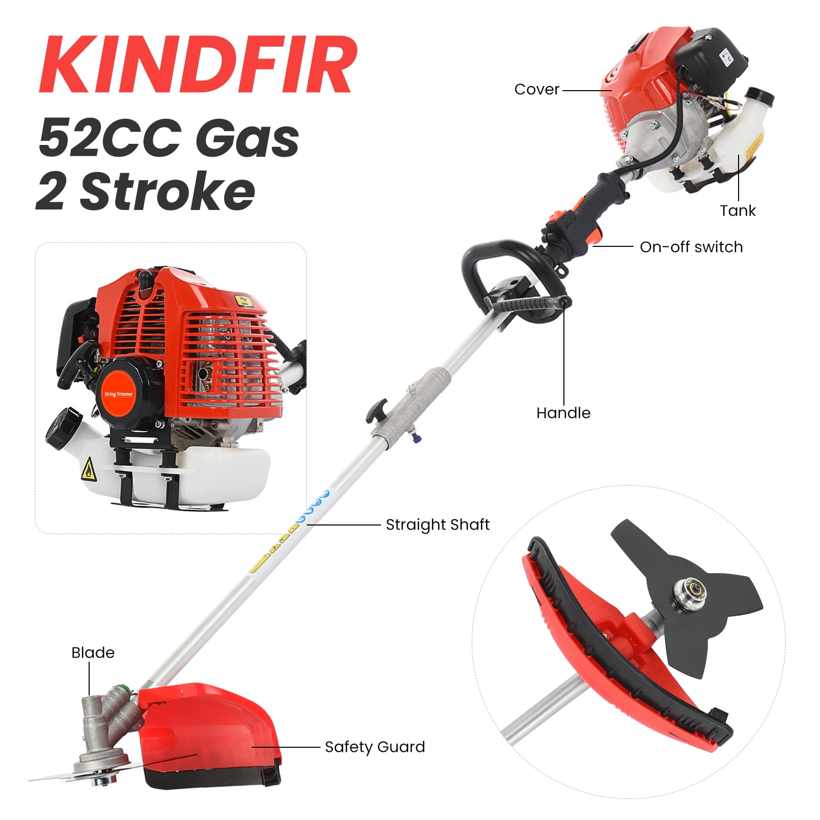 Yedigre Powerful 52cc Hedge Trimmer & Brush Cutter - 10000 RPM for Heavy Duty Yard Work