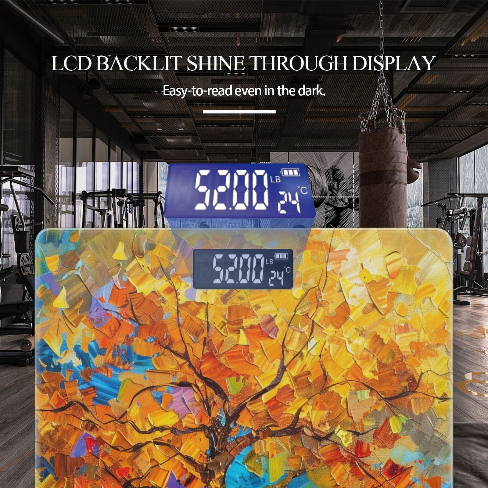 High Precision Body Weight Scale Smart Bathroom Scales with Large LCD Display(400lbs),Decorative for Bedroom-Autumn Tree With Yellow Leaves And Blue Sky