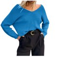 thumbnail image 5 of IROINNID Womens Sweater Knit V-Neck Pullover Sweater Solid Color Comfy Mid-Length Long Sleeve Hedging Knitting Sweater, 5 of 9