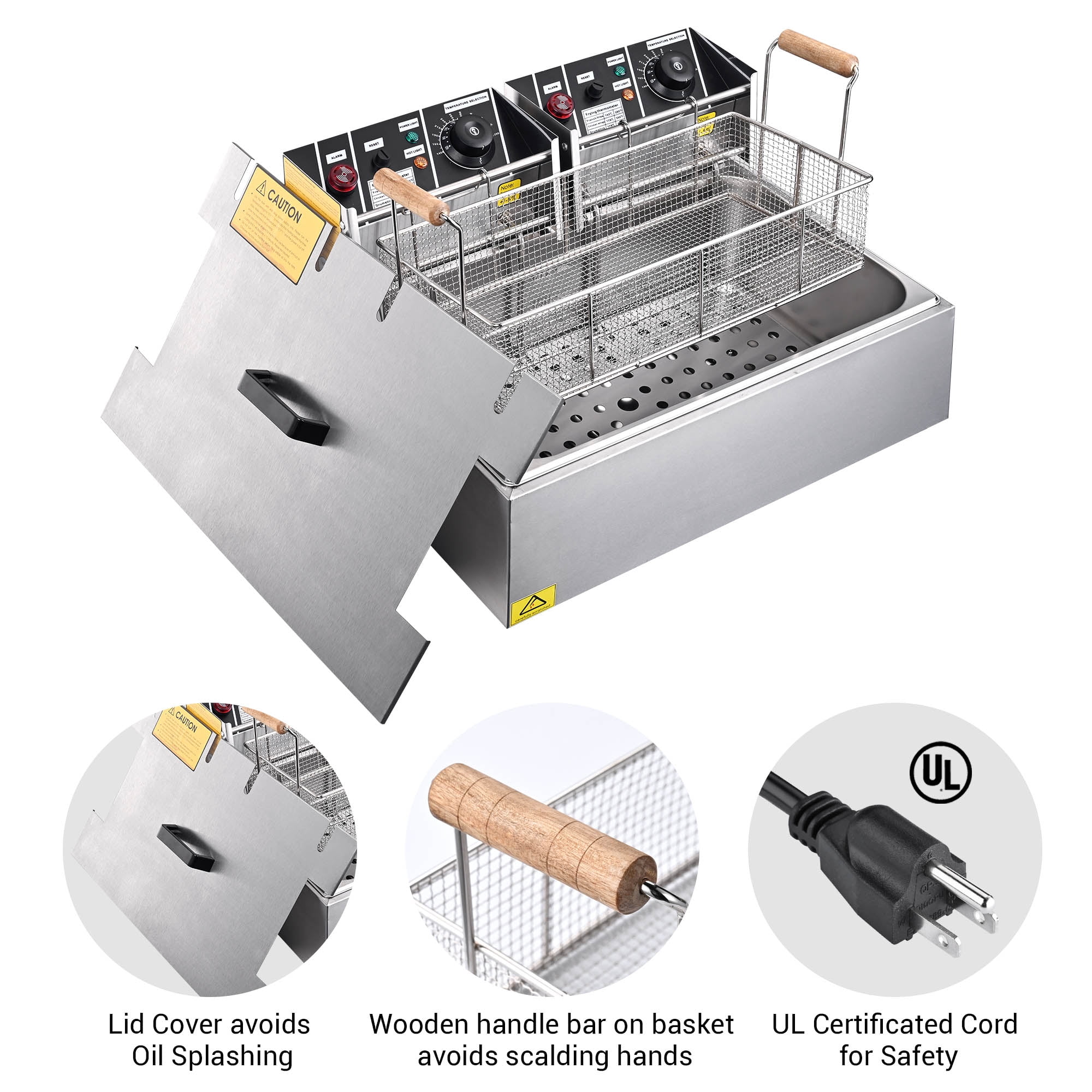 WeChef freidora eléctrica de inmersión para encimera, con tapa, con tanque  extraíble, para cocinar papas fritas, para el hogar, la cocina, para uso