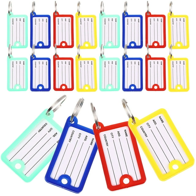 Minkissy 40Pcs Key Identify Tags Assorted Color PP Clear Window Design for Keys