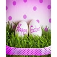 thumbnail image 2 of BSDHOME Polyester 5x7ft Happy Easter Backdrop Painted Eggs Backdrops Green Grass Meadow Ribbon Dots Nature Frohe Ostern Spring Photography Background for Kids Adults Holiday Photo Studio Props, 2 of 3