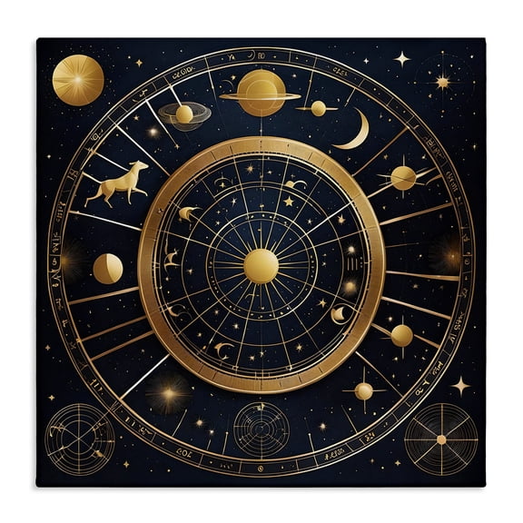 Stupell Industries Astrology Zodiac Birth Chart Spiritual Painting Wrapped Canvas Canvas Art Print Wall Art, 17 x 17