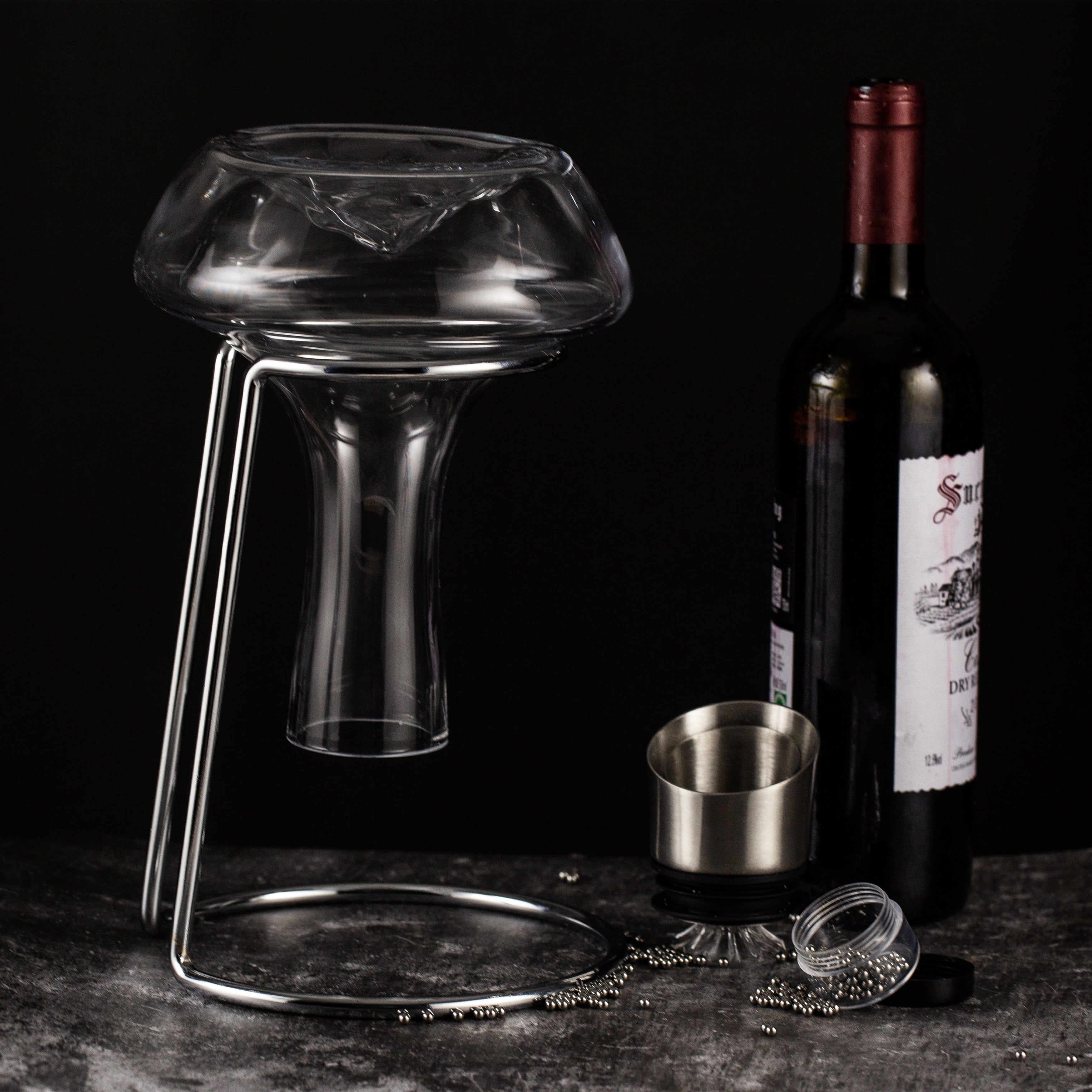 YouYah Wine Decanter Set,Red Wine Carafe with Built-in-Aerator,Wine  Aerator,Wine Gifts for Christmas,Stainless Steel Pourer Lid,Filter,100%  Hand Blown