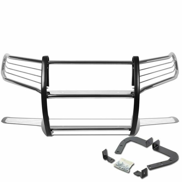 Black Horse Offroad Grille Guard 17A037400MSS Polished; Stainless Steel; Modular; 1-1/2 Inch Diameter; With Brush Guard; Without Skid Plate; With Mounting Points For Lights