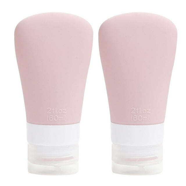 EeaseMX 2 botellas portátiles de silicona para almacenamiento, recipientes para gel desinfectante y limpiador, ideales para viajes al aire libre (60 ml, rosa).
