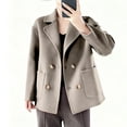 thumbnail image 2 of Sexlip Womens Fall Winter Casual Business Wool Blend Blazer Coat Dressy Loose Notched Lapel Double Breasted Cropped Overcoat Yellow M, 2 of 7