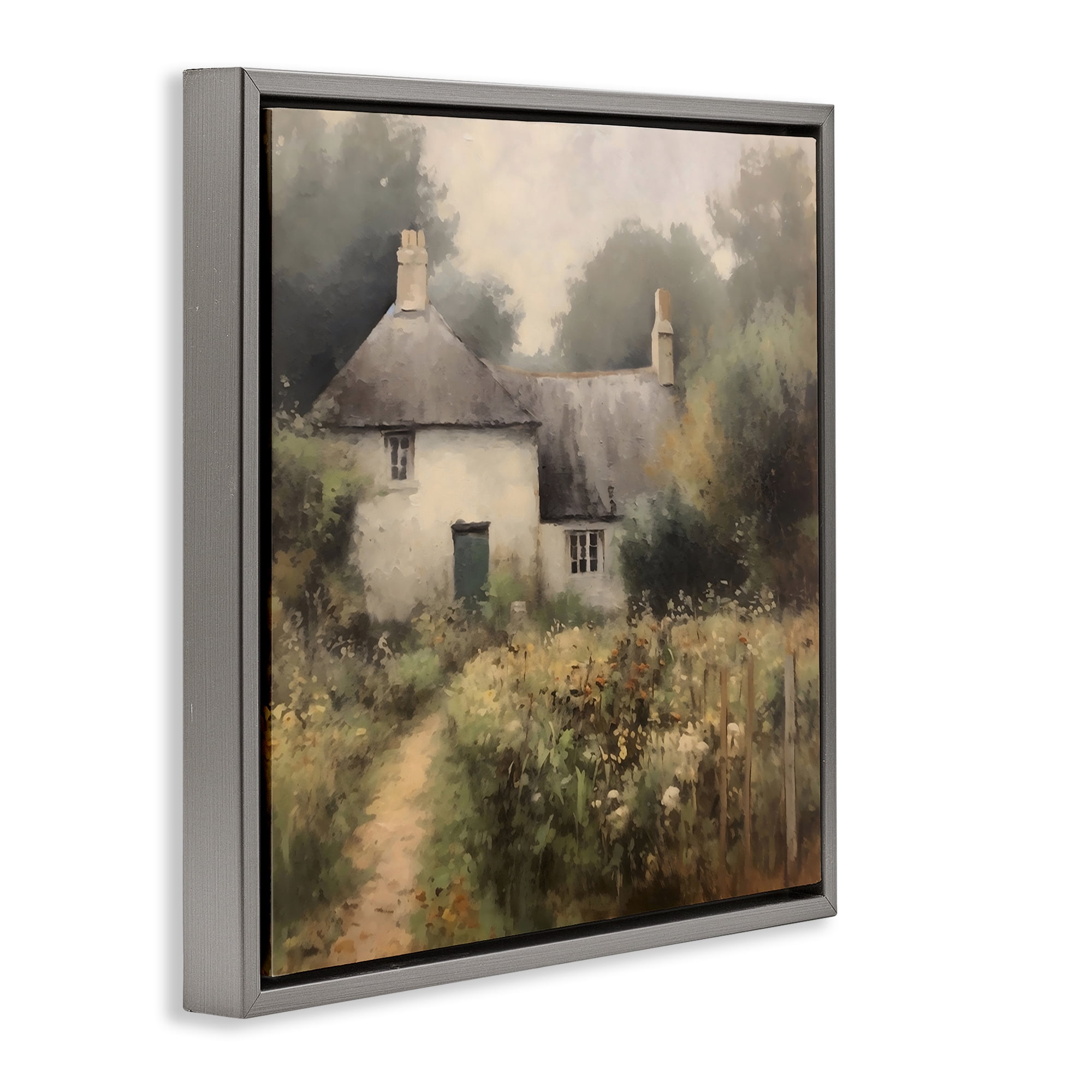 Stupell Industries Cottage Comfort in Summer Garden Gray Framed Floater Canvas Wall Art, design by Creative Studio