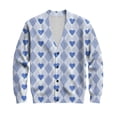 thumbnail image 6 of QHRMKOG Mens Cardigan Romantic Valentine's Day Heart Cardigan Sweaters Print Relaxed Fit Long Sleeve V Neck Button Up Cardigan Casual Ribbed Knited Sweater Blue M, 6 of 7